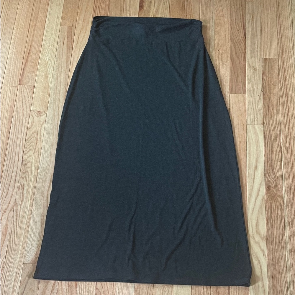 Faded Glory Maxi Skirt Womens Large Gray A Line Stretchy Comfy Minimalist